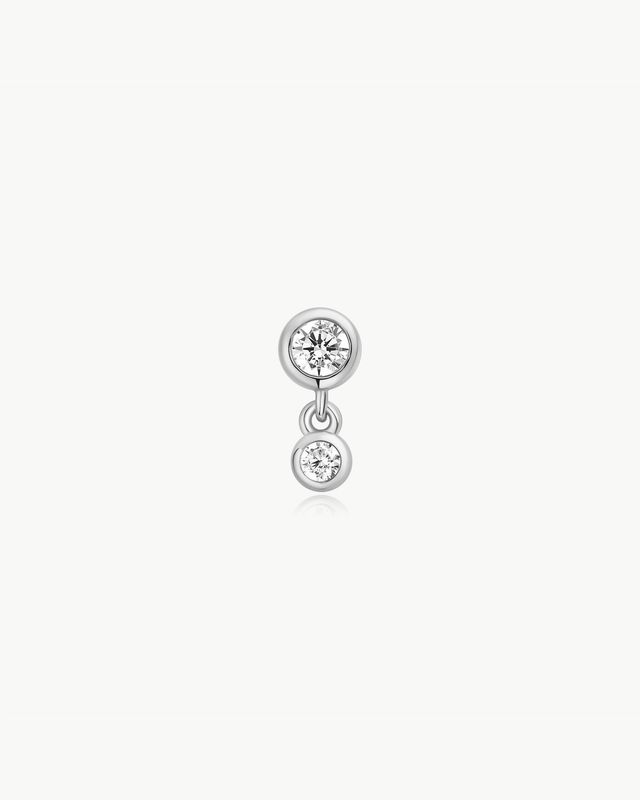 Bezel Dangle Barbell Single Earring