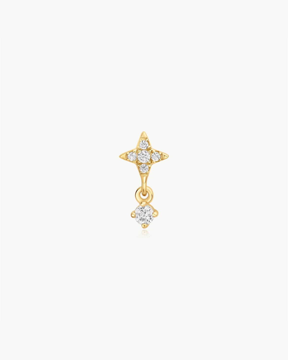 Star Dangle Barbell Single Earring, Colour: Gold Plated