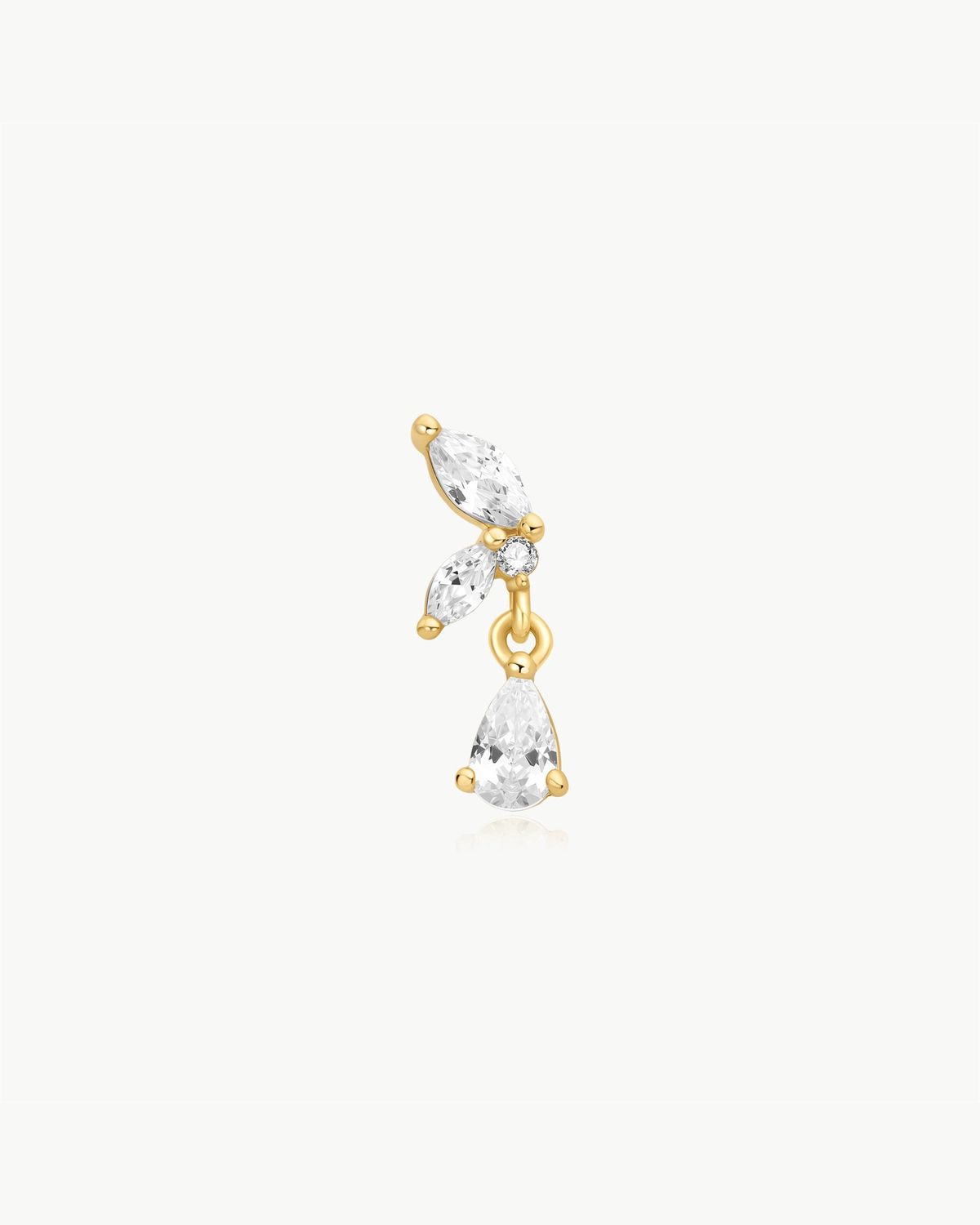 Marquise Dangle Barbell Single Earring, Colour: Gold Plated