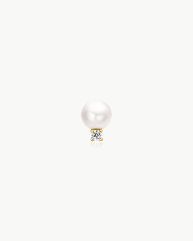 Shell Pearl with Sparkling Accent Barbell Single Earring