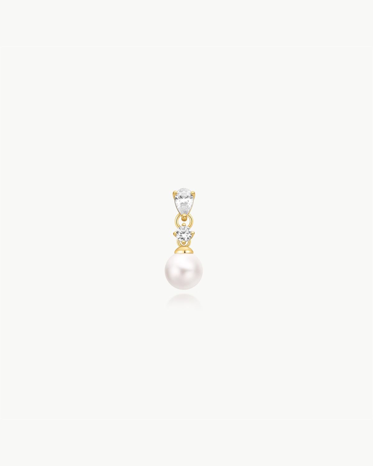 Shell Pearl Dangling  Barbell Single Earring, Colour: Gold Plated