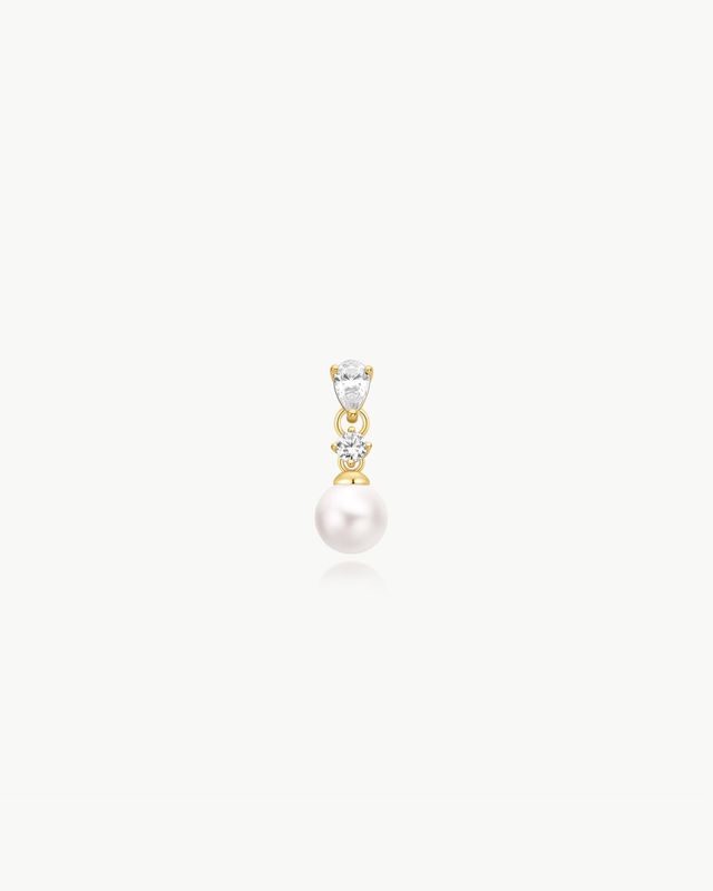 Shell Pearl Dangling Barbell Single Earring