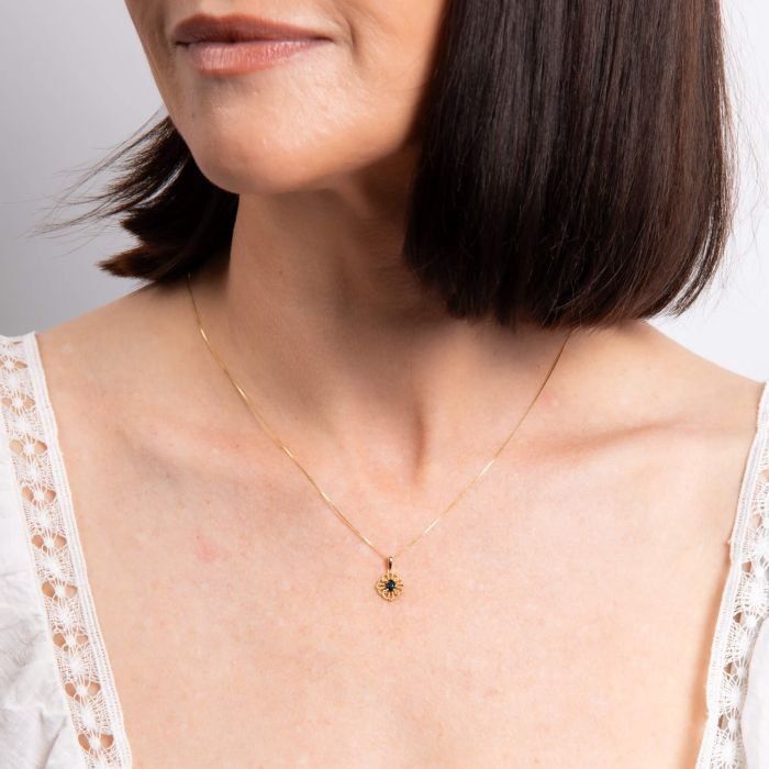 9ct Yellow Gold Ornate Sapphire Pendant