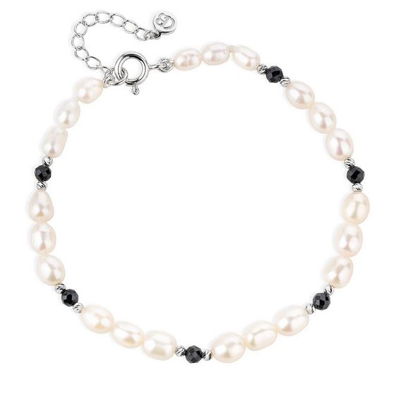 Sterling Silver Pearl Eternity Bracelet