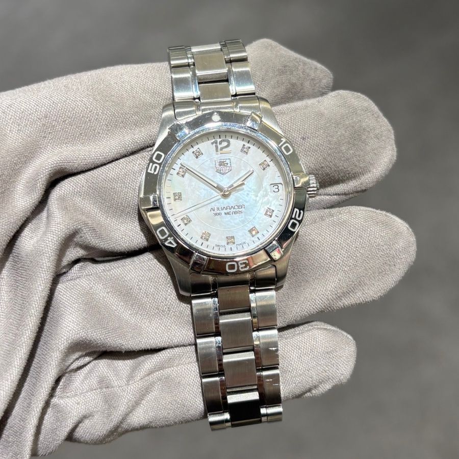 Pre-Owned Tag Heuer Aquaracer Mid-Size Quartz Diamond Ladies Watch WAF1312