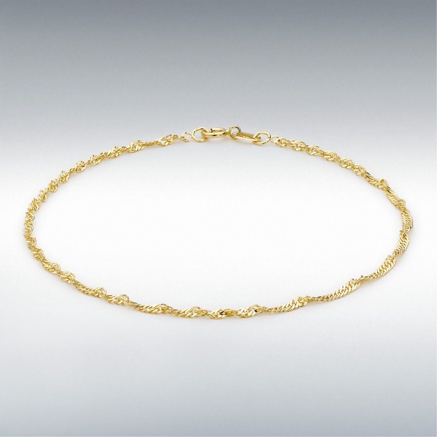 9ct Yellow Gold Diamond Cut 30 Twist Curb Bracelet 7&quot;