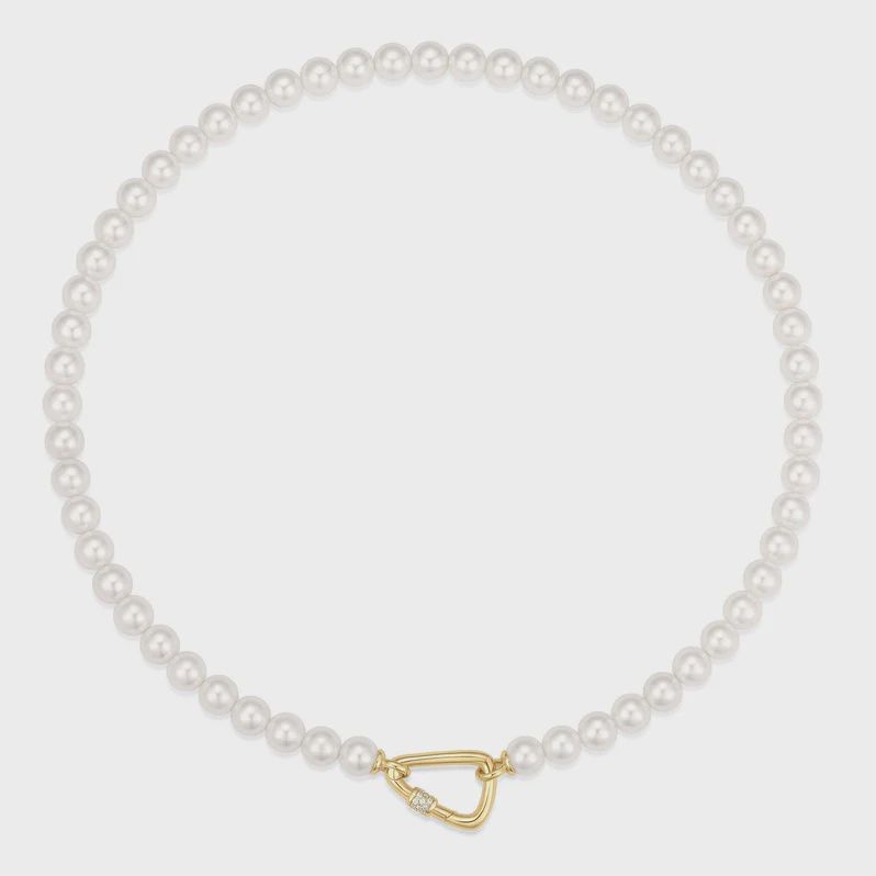 Zoom Gold Lobster Clasp Shell Pearl Necklace