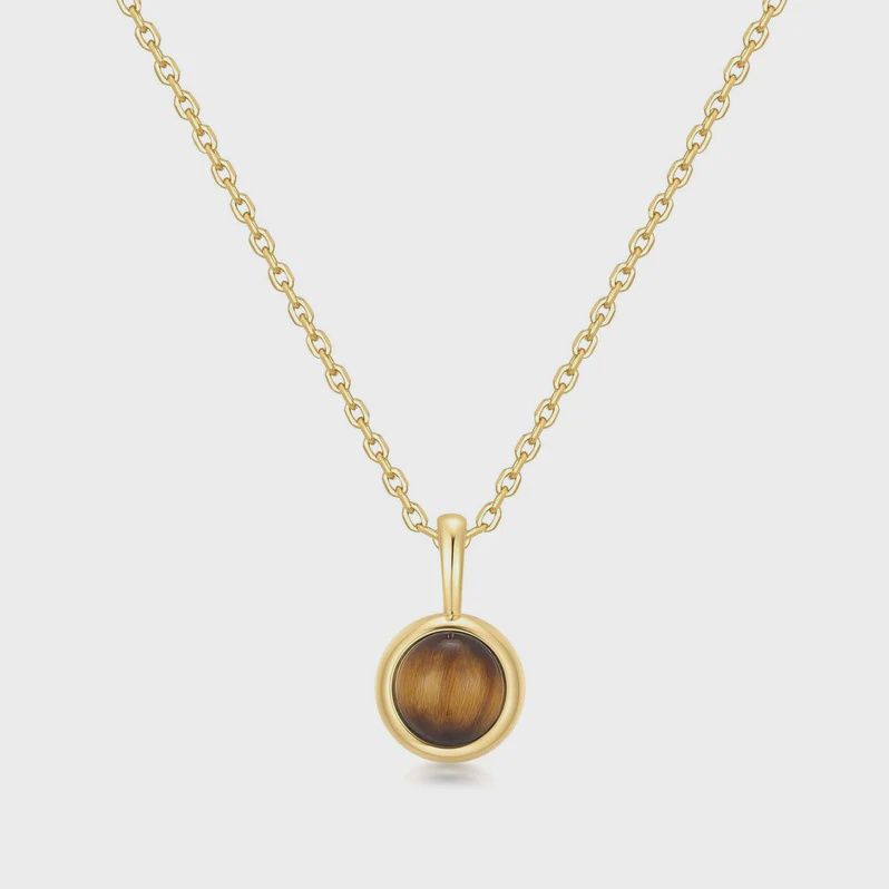 Gold Tiger Eye Pendant Necklace