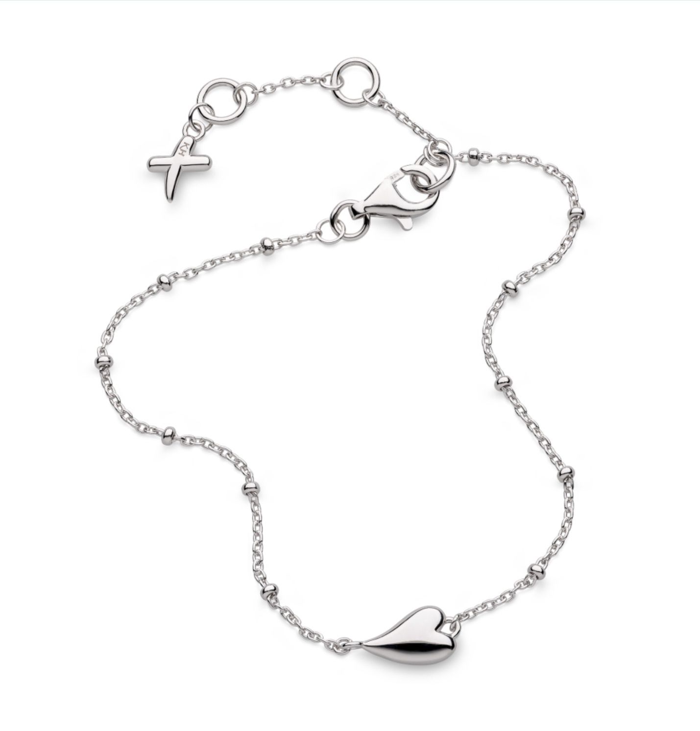 Desire Kiss Mini Heart Silver Ball Chain Bracelet