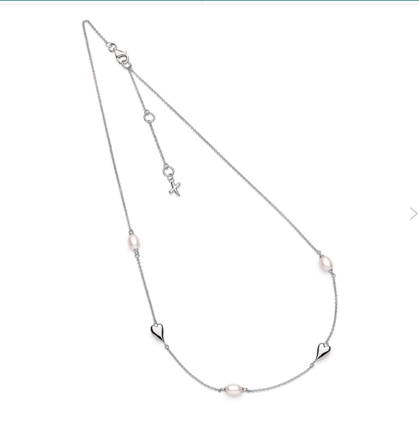 Desire Kiss Silver Pearl Station Necklace
