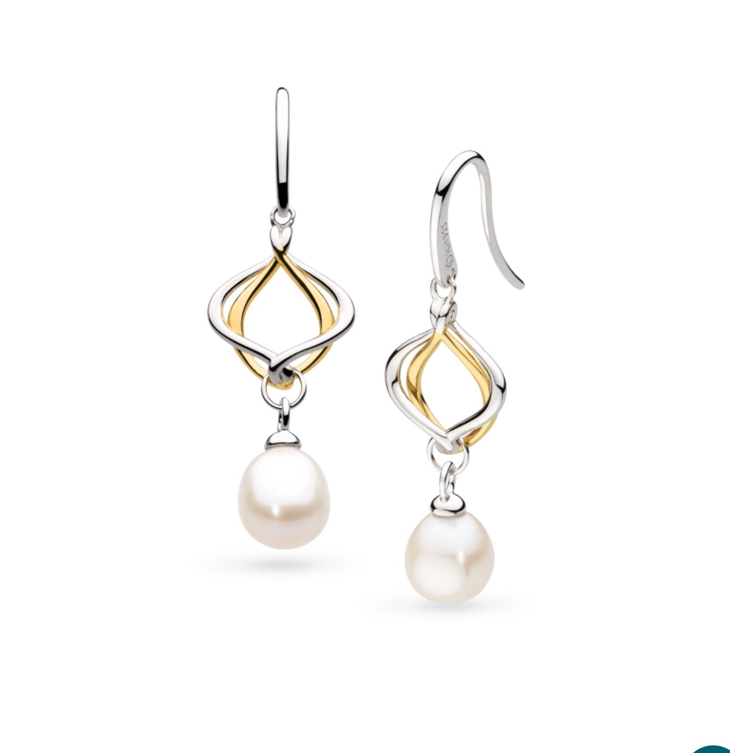 Alicia Golden Pearl Silver And Gold Plate Drop Earrings
