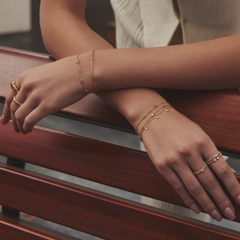 Gold Nano Gem Station Bracelet