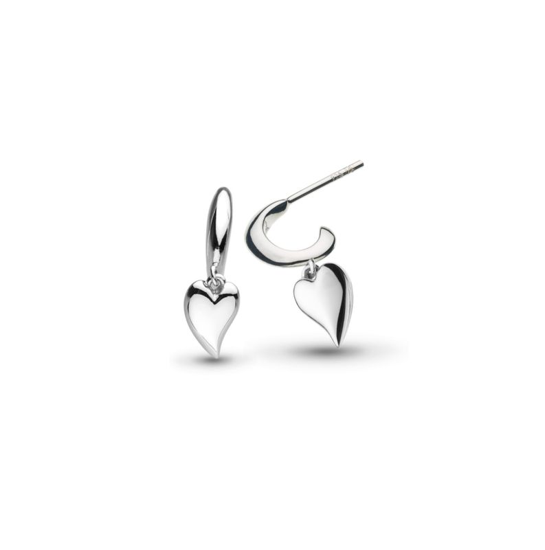 Desire Kiss Silver Mini Heart Semi Hoop Stud Drop Earrings Desire Kiss Silver Mini Heart Semi Hoop Stud Drop Earrings