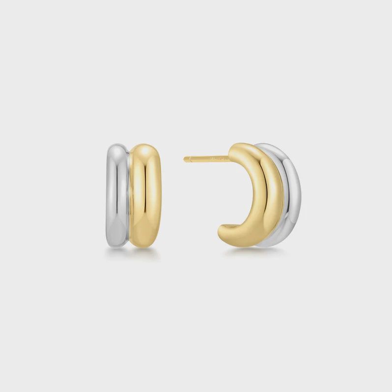 Two-Tone Duet Mixed Huggie Hoop Earrings