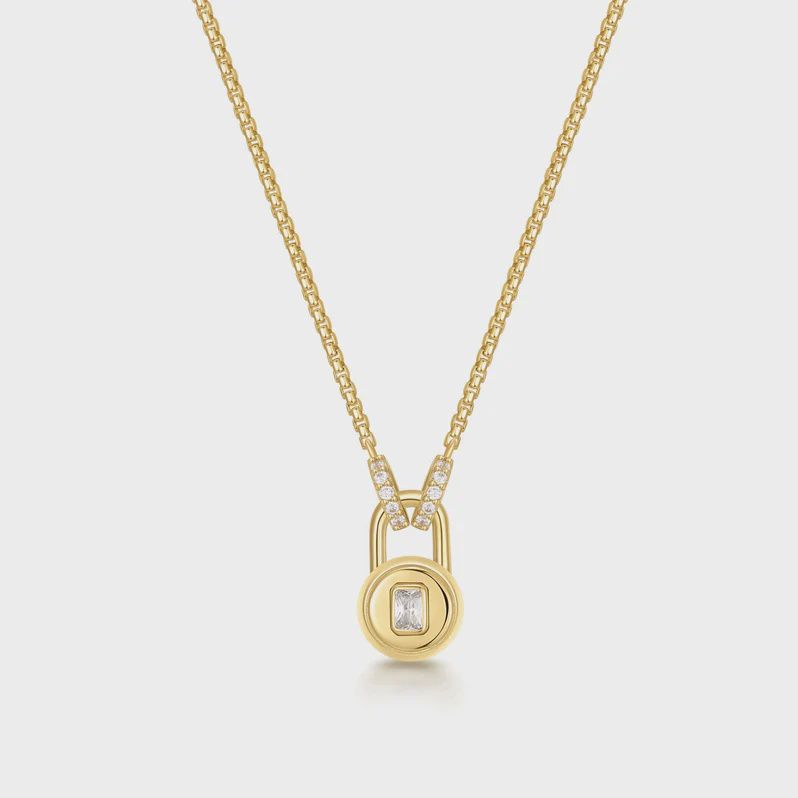 Gold Linked Locket Dangle Necklace