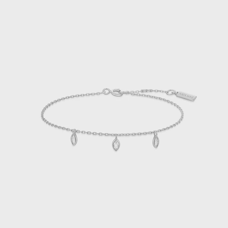 Sparkling Triple Station Bracelet, Metal: Sterling Silver