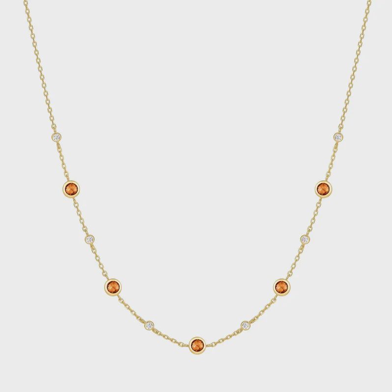 Gold Nano Gem Station Necklace