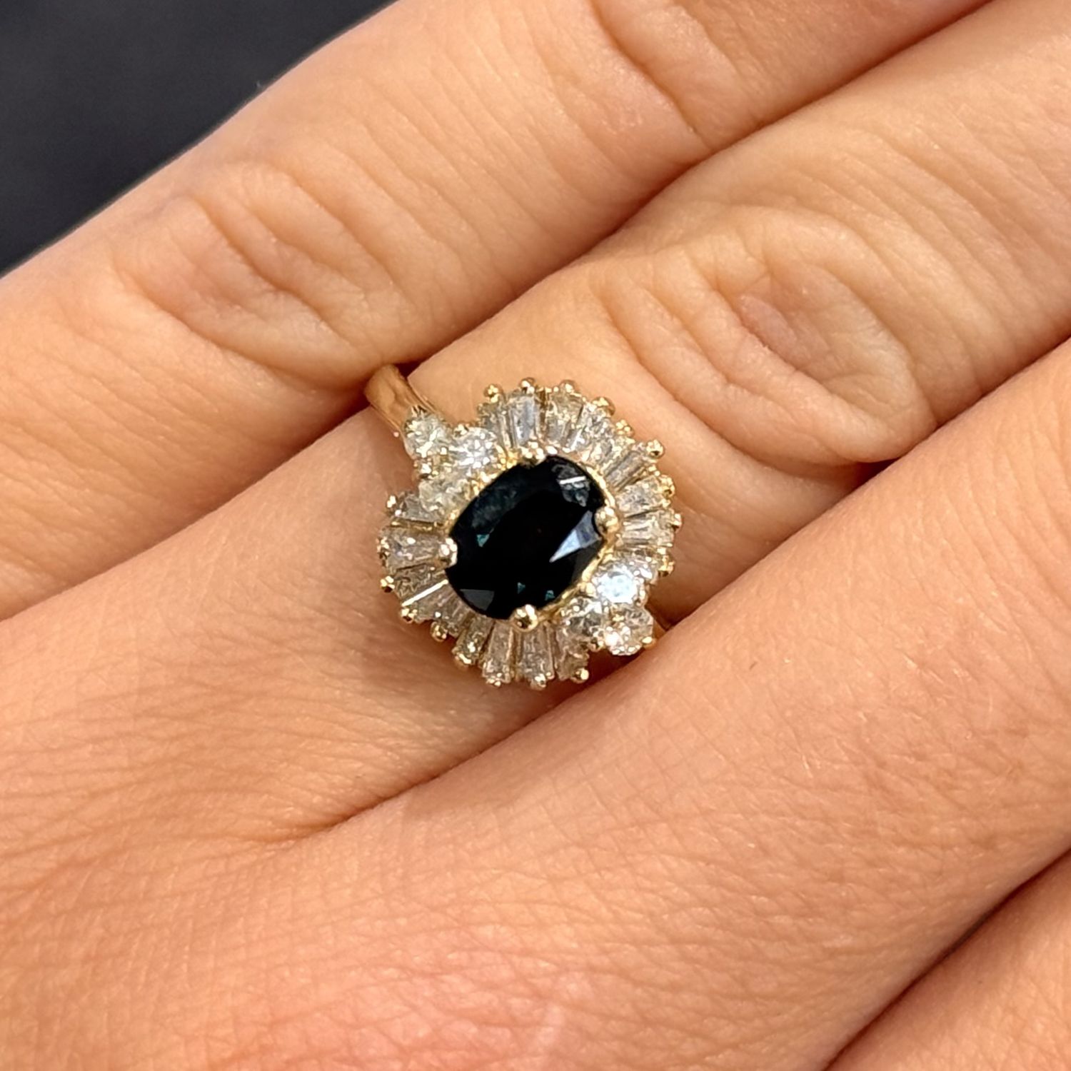 Pre-Owned 14ct Yellow Gold 0.35ct Sapphire &amp; 0.20ct Diamond Ring