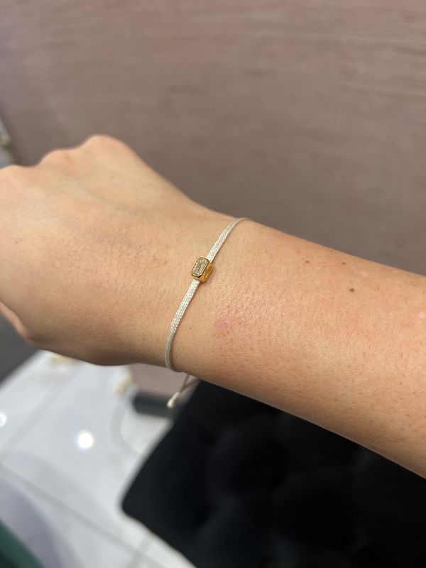 Love Lab 0.30ct Emerald Cut Lab-Grown Diamond Nylon Cord Bracelet - Ivory