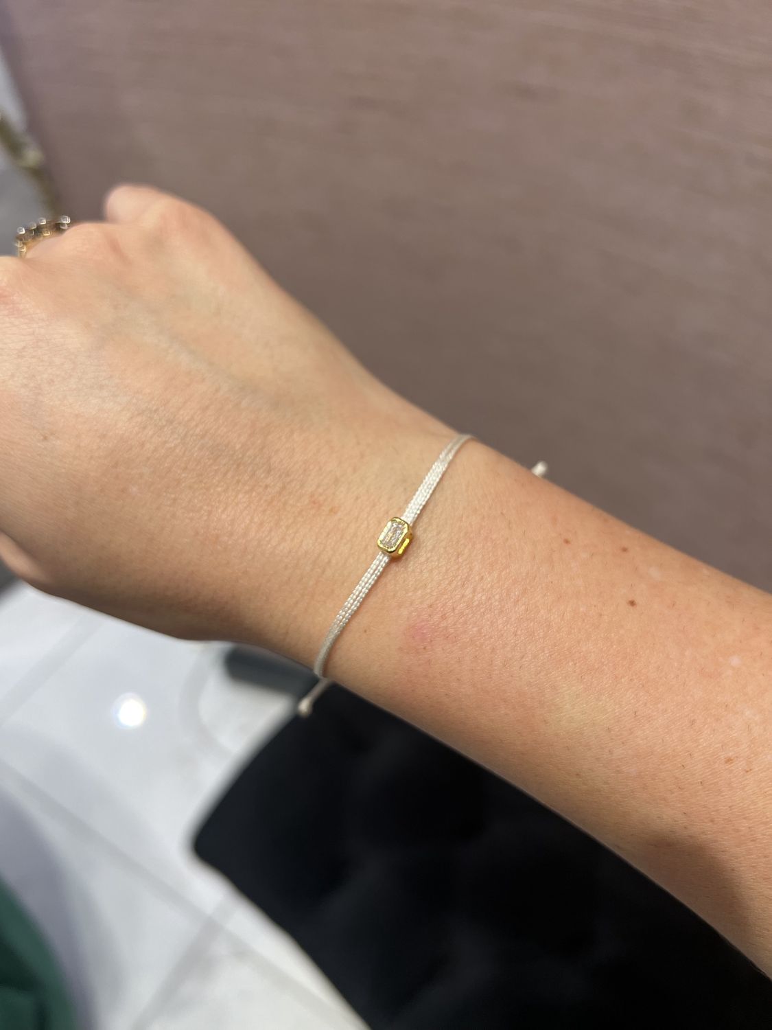 Love Lab 0.30ct Emerald Cut Lab-Grown Diamond Nylon Cord Bracelet - Ivory Love Lab 0.30ct Emerald Cut Lab-Grown Diamond Nylon Cord Bracelet - Ivory