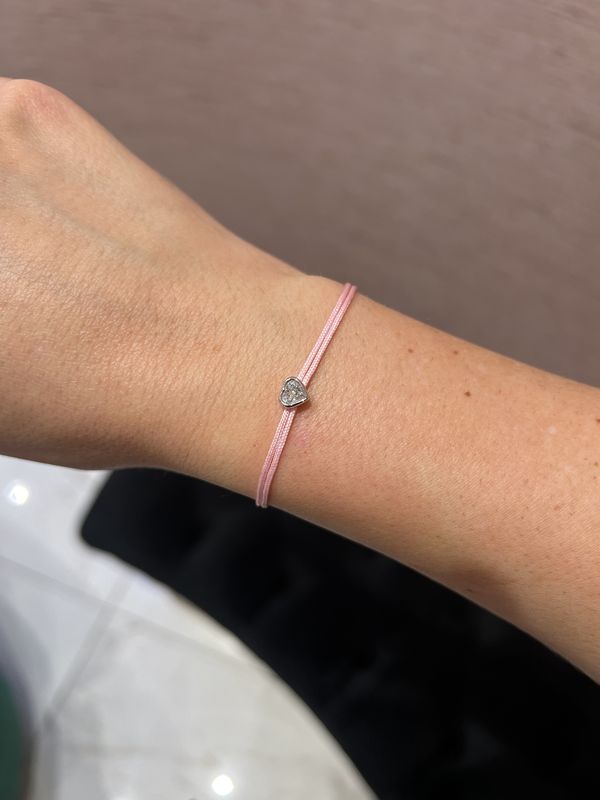 Love Lab 0.30ct Heart-Shape Lab-Grown Diamond Nylon Cord Bracelet - Pink Love Lab 0.30ct Heart-Shape Lab-Grown Diamond Nylon Cord Bracelet - Pink