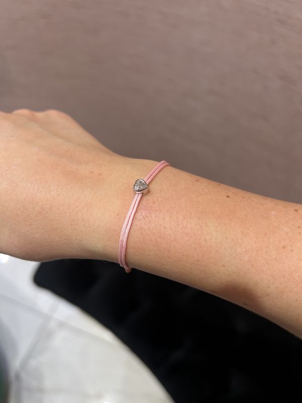 Love Lab 0.30ct Heart-Shape Lab-Grown Diamond Nylon Cord Bracelet - Pink