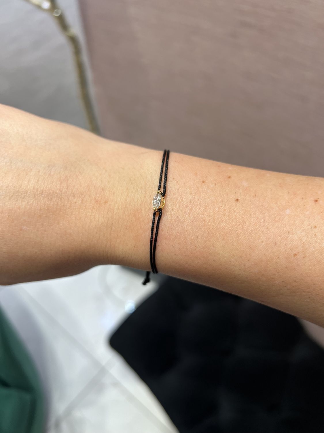 Love Lab 0.30ct Marquise Cut Lab-Grown Diamond Nylon Cord Bracelet - Black