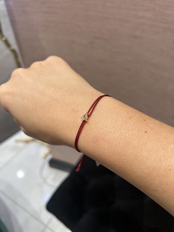 Love Lab 0.30ct Pear Cut Lab-Grown Diamond Nylon Cord Bracelet - Bordeaux