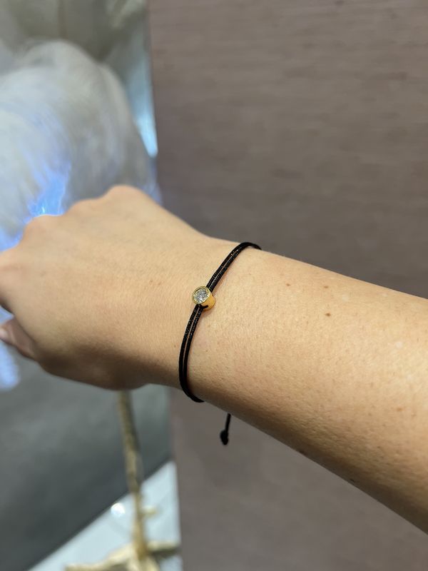 Love Lab 0.30ct Round Brilliant Cut Lab-Grown Diamond Nylon Cord Bracelet - Black