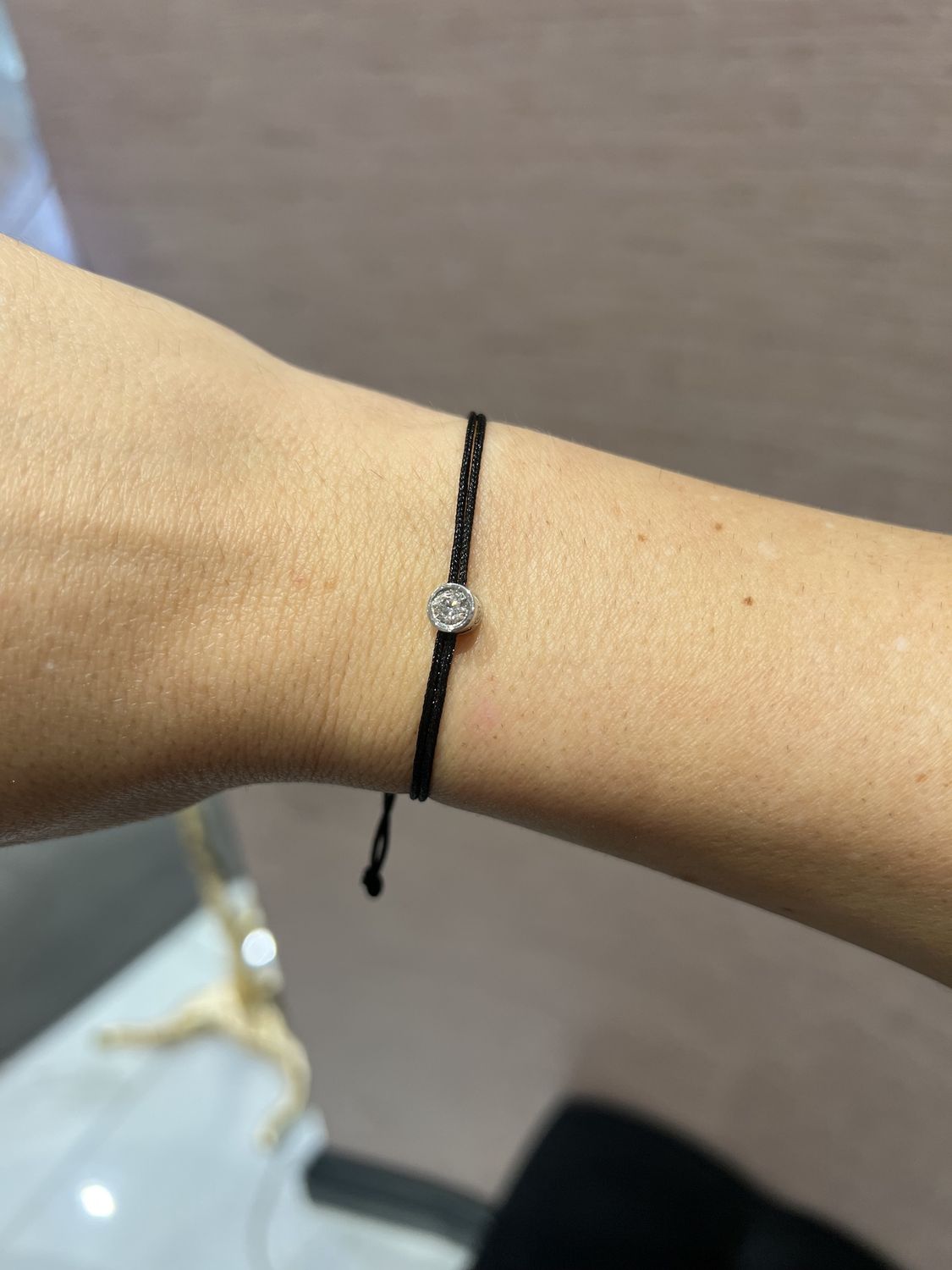 Love Lab 0.30ct Round Brilliant Cut Lab-Grown Diamond Nylon Cord Bracelet - Black, Material: 925 Sterling Silver