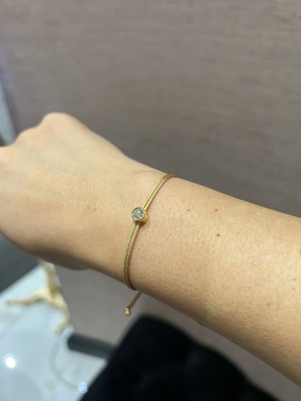 Love Lab 0.30ct Round Brilliant Cut Lab-Grown Diamond Nylon Cord Bracelet - Gold