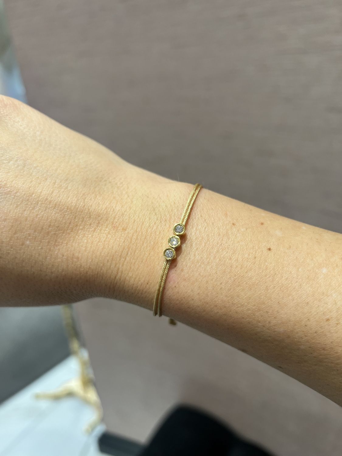 Love Lab Triple 0.10ct Round Brilliant Cut Lab-Grown Diamond Nylon Cord Bracelet - Gold Love Lab Triple 0.10ct Round Brilliant Cut Lab-Grown Diamond Nylon Cord Bracelet - Gold