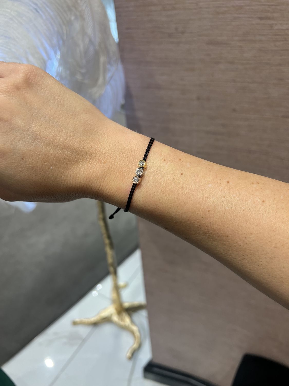 Love Lab Triple 0.20ct Round Brilliant Cut Lab-Grown Diamond Nylon Cord Bracelet - Black