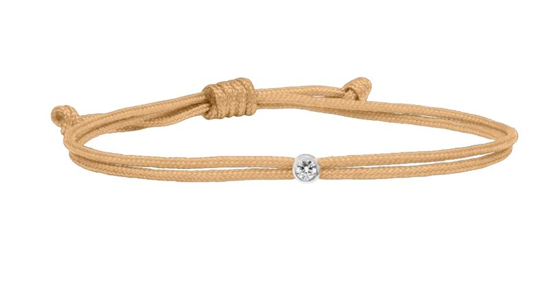 Love Lab 0.05ct Round Brilliant Cut Lab-Grown Diamond Nylon Cord Bracelet - Gold