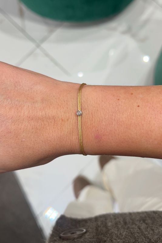 Love Lab 0.05ct Round Brilliant Cut Lab-Grown Diamond Nylon Cord Bracelet - Gold Love Lab 0.05ct Round Brilliant Cut Lab-Grown Diamond Nylon Cord Bracelet - Gold