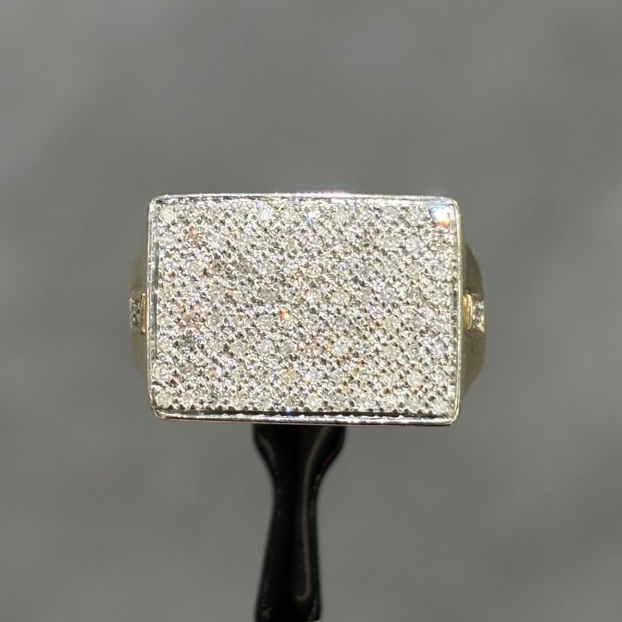 Pre-Owned 9ct Yellow Gold 0.50ct Diamond Pave Set Gents Ring