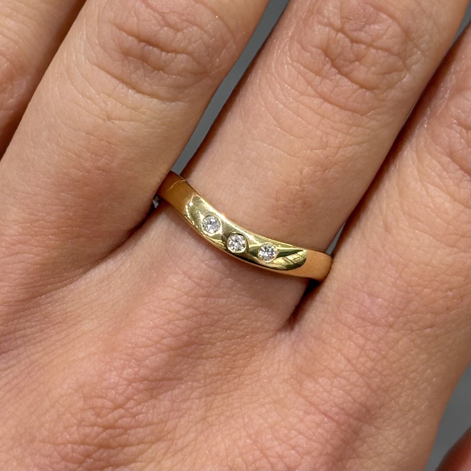 Pre-Owned 18ct Yellow Gold 0.06ct Diamond Wishbone Ring