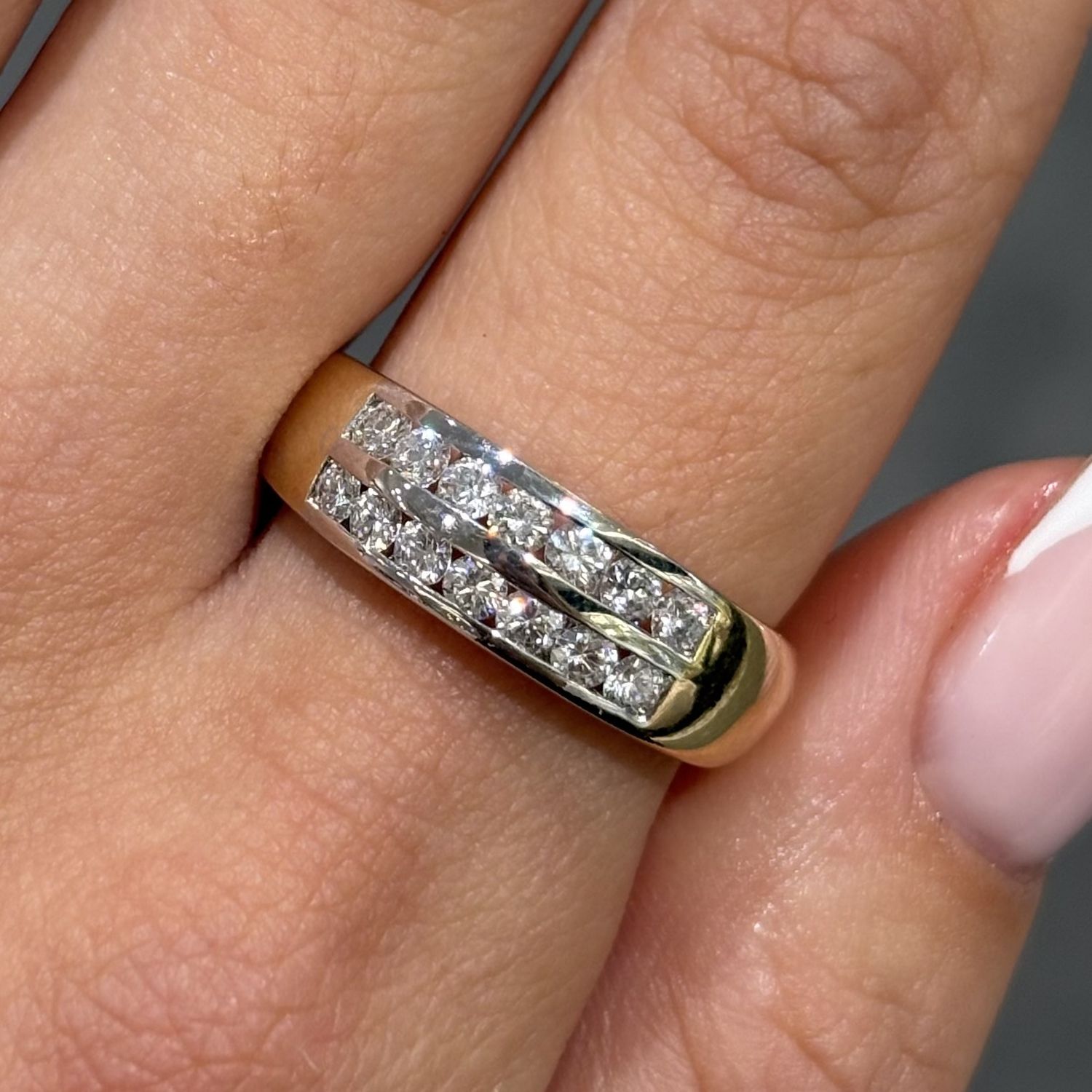 Pre-Owned 14ct Yellow Gold 0.42ct Diamond 2 Row Channel Set Ring Pre-Owned 14ct Yellow Gold 0.42ct Diamond 2 Row Channel Set Ring