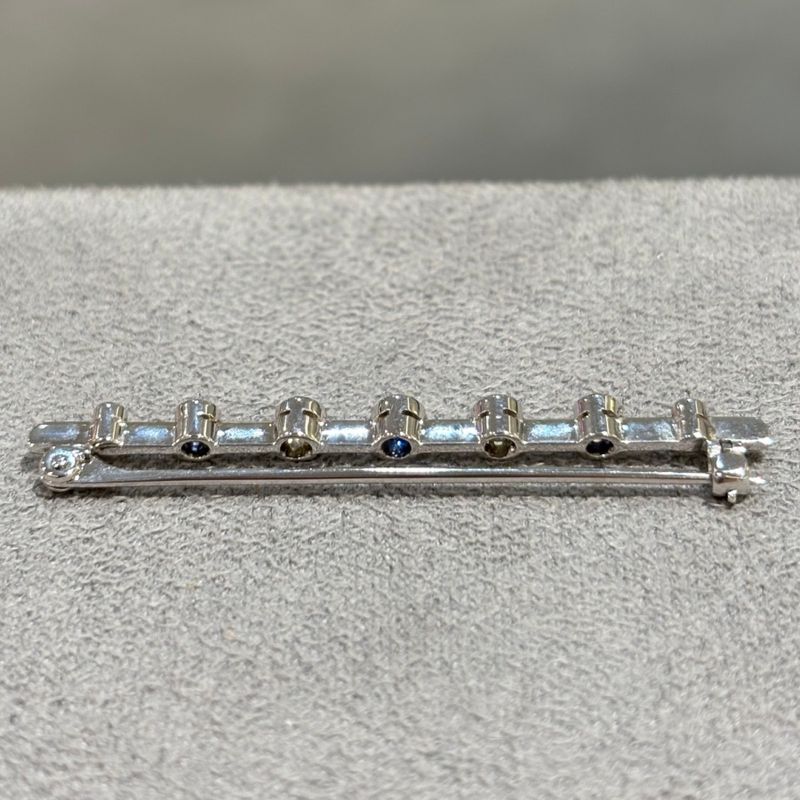 Pre-Owned Vintage 0.18ct Old Mine Cut Diamond & 0.20ct Sapphire Brooch