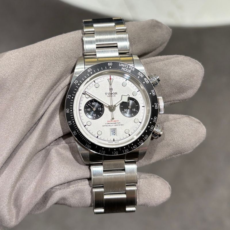 Pre-Owned Tudor Black Bay White Chronograph Dial Steel Gents Watch 79360N