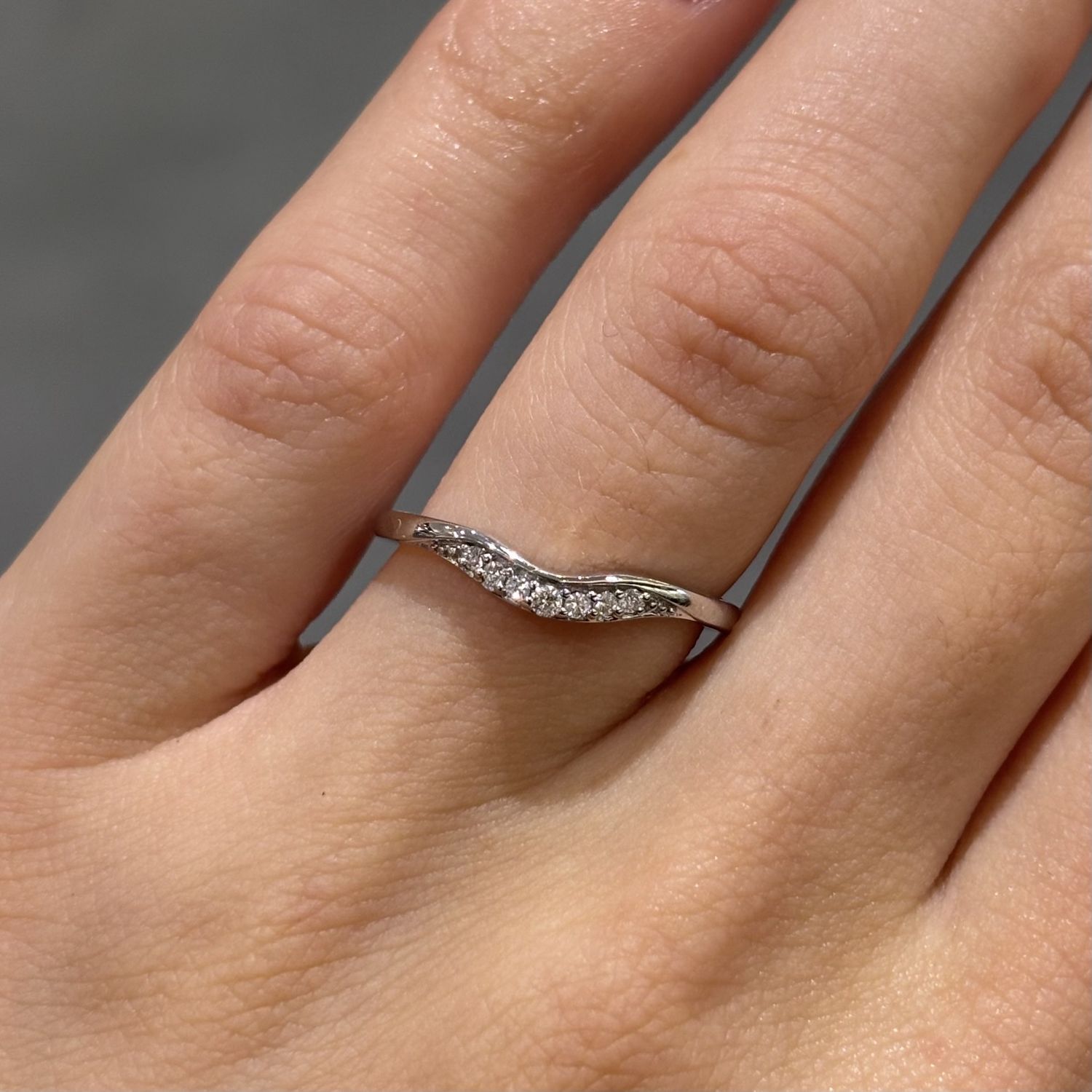 Pre-Owned 18ct White Gold 0.05ct Diamond Wishbone Ring