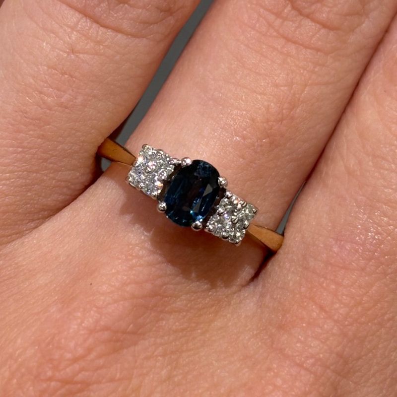 Pre-Owned 18ct Yellow Gold 0.60ct Sapphire & 0.24ct Diamond Ring Pre-Owned 18ct Yellow Gold 0.60ct Sapphire & 0.24ct Diamond Ring