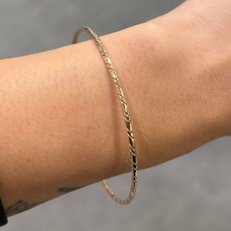 Pre-Owned 9ct Yellow &amp; Rose Gold Bangle