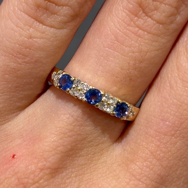 Pre-Owned 18ct Yellow Gold 0.39ct Sapphire &amp; 0.14ct Diamond Eternity Ring