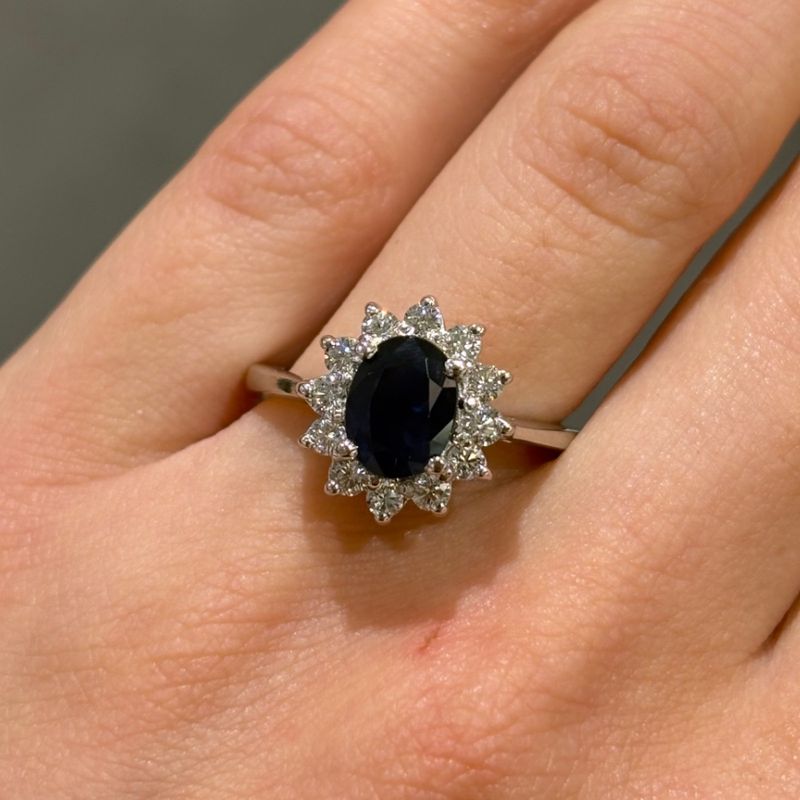 Pre-Owned 18ct White Gold 1.16ct Sapphire &amp; 0.36ct Diamond Ring
