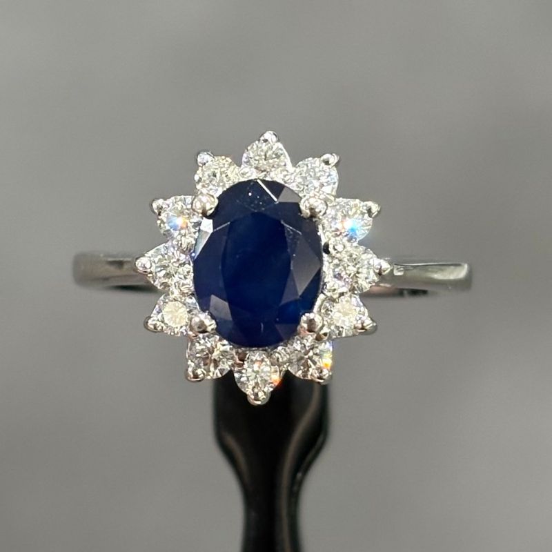 Pre-Owned 18ct White Gold 1.16ct Sapphire & 0.36ct Diamond Ring Pre-Owned 18ct White Gold 1.16ct Sapphire & 0.36ct Diamond Ring