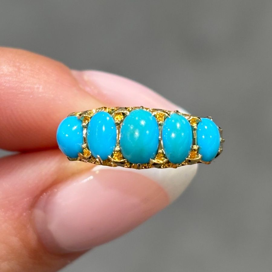 Pre-Owned Antique 18ct Yellow Gold Turquoise Ring Circa 1911