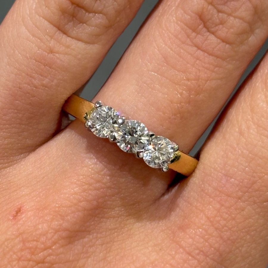 Pre-Owned 18ct Yellow Gold 0.80ct Diamond Trilogy Ring