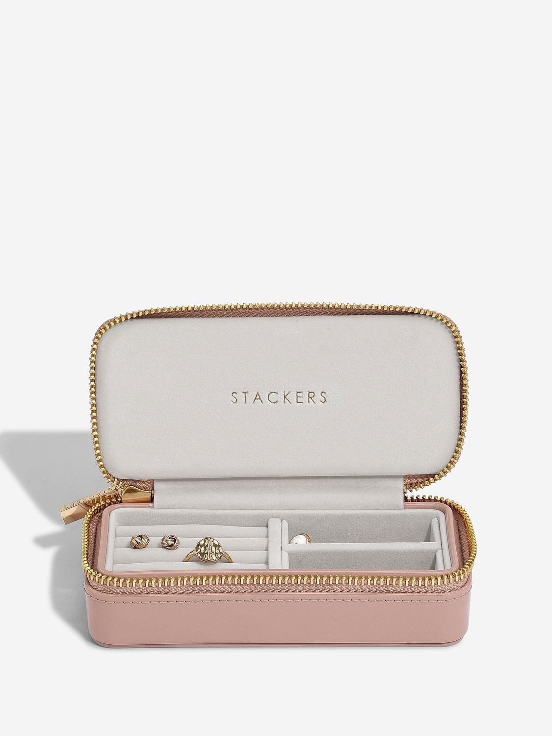 Zipped Travel Jewellery Box in Patent Copper Rose Zipped Travel Jewellery Box in Patent Copper Rose