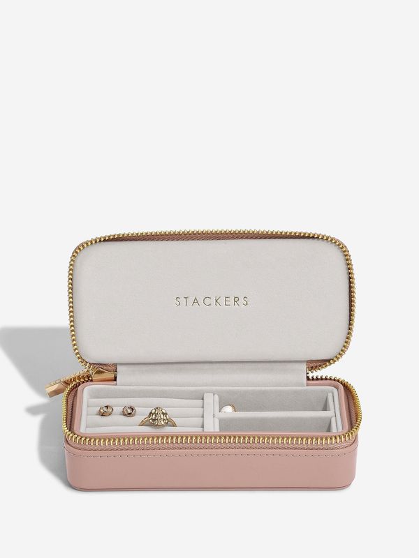 Zipped Travel Jewellery Box in Patent Copper Rose Zipped Travel Jewellery Box in Patent Copper Rose